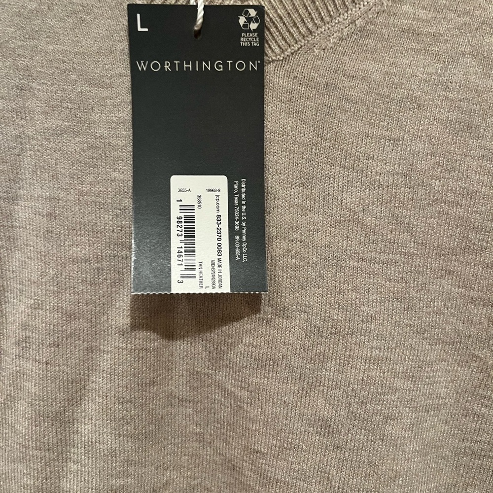 Women's V-Neck Sweater - Beige worthington nwt large - Picture 3 of 4